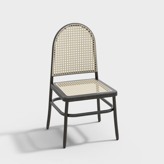 Black Southeast Asian Rattan Chair 3D Model