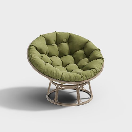 Stylish Southeast Asian Rattan Lounge Chair 3D Model in Green