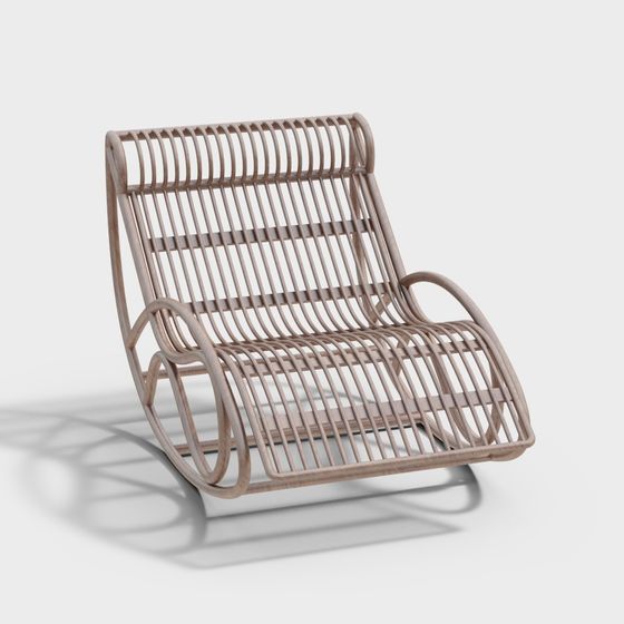 Bamboo Woven Rocking Chair 3D model