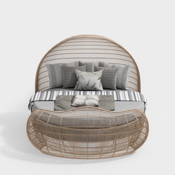 Dome Rattan Bed 3D model for Modern Interiors