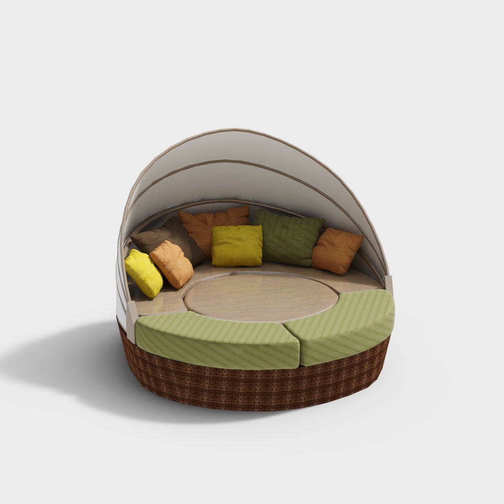 Southeast Asian rattan double lounge chair