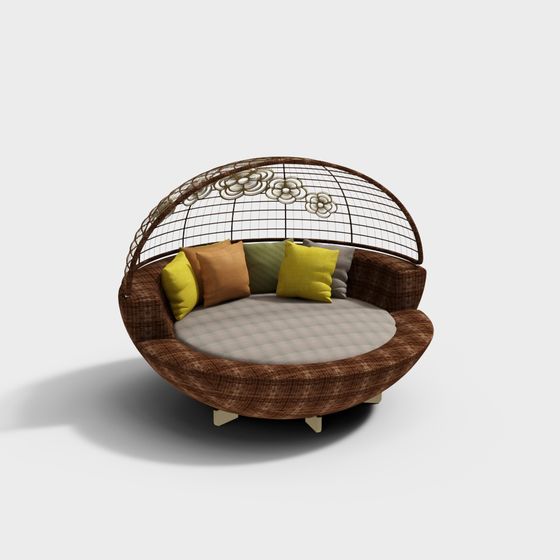 Tropical Modern Rattan Lounge Chair 3D model