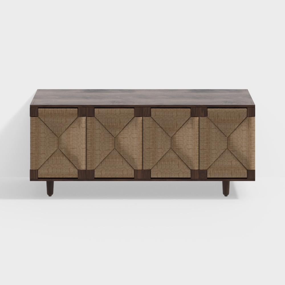 Rattan Sideboard 3D Model – Modern Rustic Furniture
