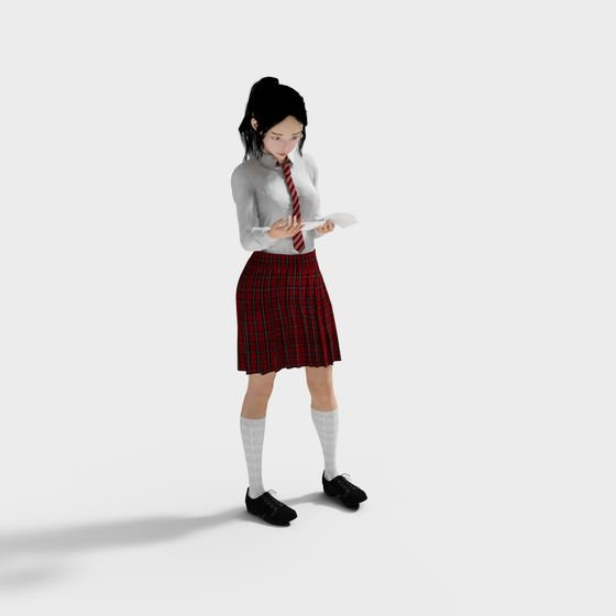 Campus Girl 3D Model - Youthful Charm
