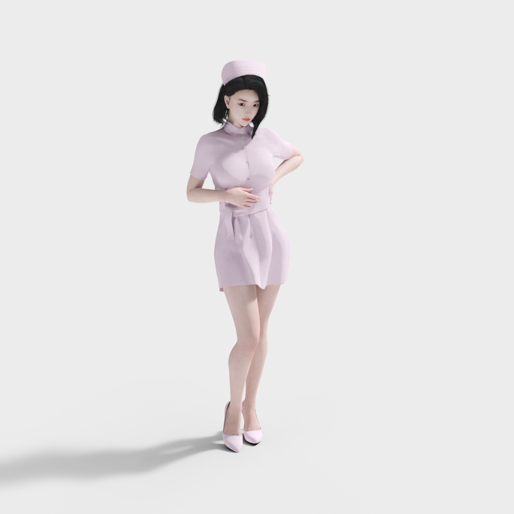 Elegant Low-Poly Character 3D model in Lavender Dress