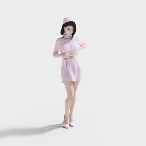 Elegant Low-Poly Character 3D model in Lavender Dress