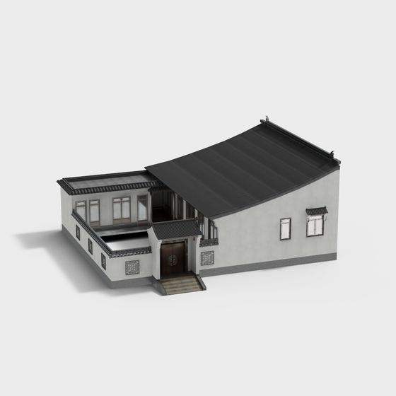 Oriental-Inspired Low-Poly Architectural 3D model