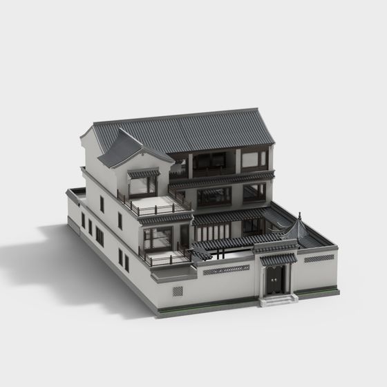 Elegant Eastern Aesthetic Building 3D Model