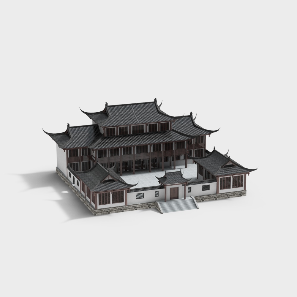 Low-Polygon Oriental-Style 3D Model