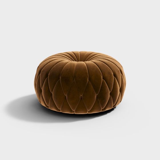 Chic Round Velvet Stool 3D model for Modern Interiors