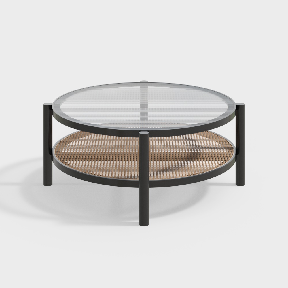 Modern Round Glass Coffee Table 3D Model – Sleek Design
