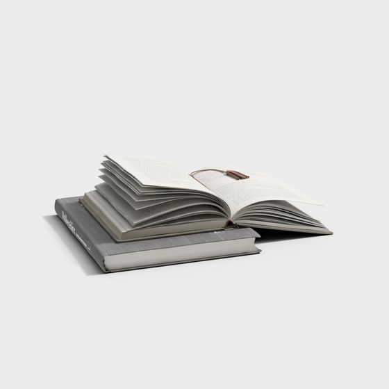 Gray Book Ornaments 3D Model for Decorative Displays