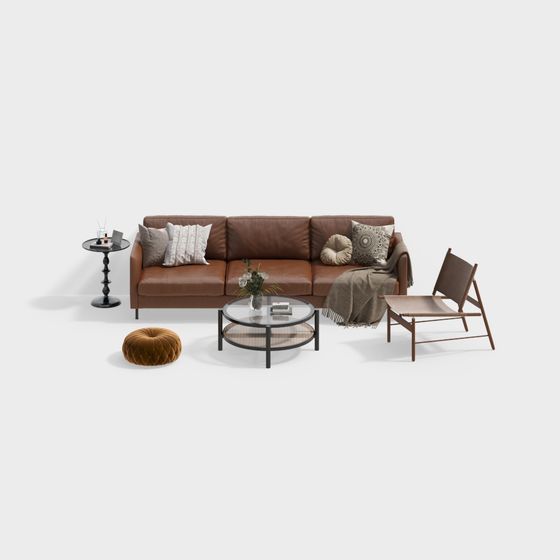 Cozy Living Room Set 3D model for Modern Spaces