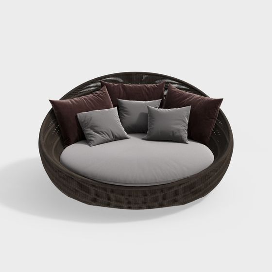 Stylish Round Bed 3D model for Relaxing Spaces