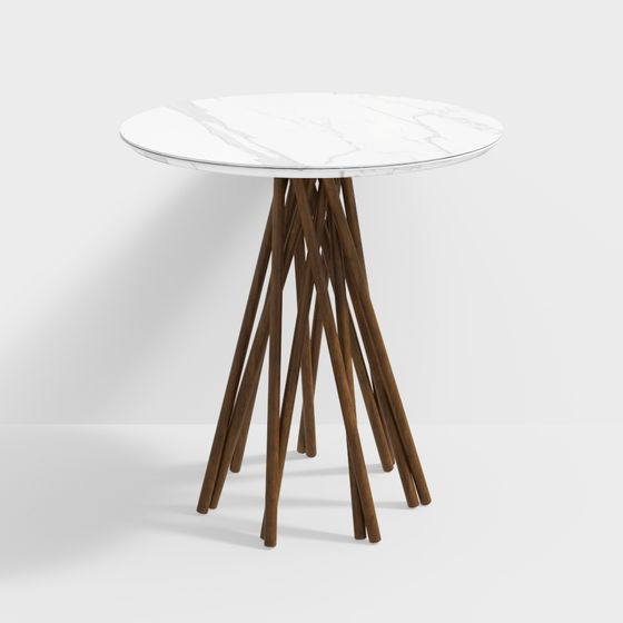 Elegant Round Table 3D model with Marble Texture