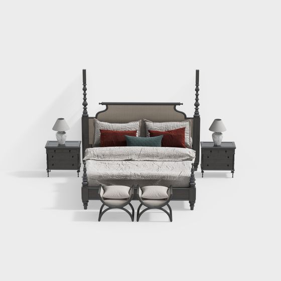 Victorian Bedroom Set 3D model