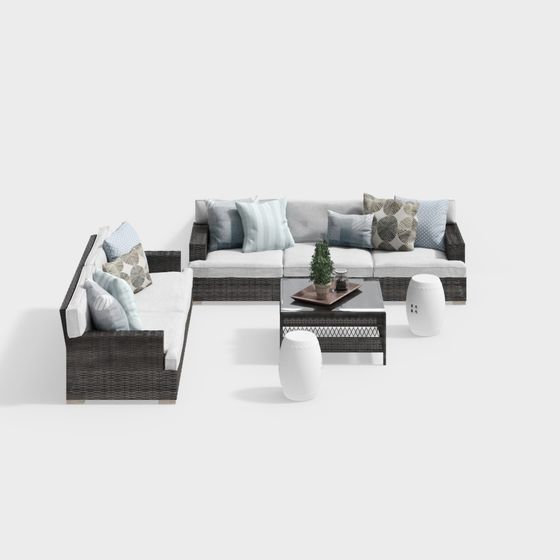 東南アジアのソファとコーヒーテーブルセット