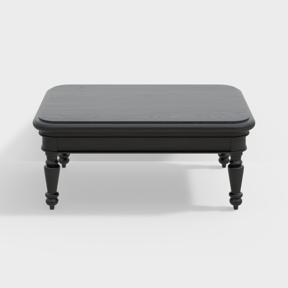 Vintage Black Coffee Table 3D Model – Detailed Wood Finish