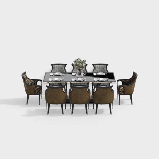 Stylish Dining Table and Chairs 3D Model for Modern Spaces