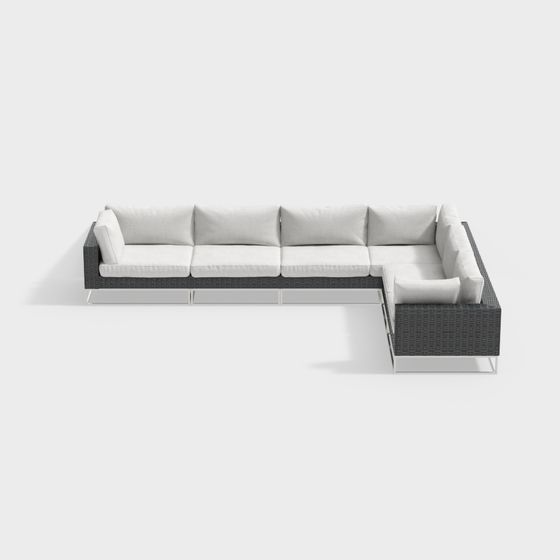 Stylish Low-Poly Sofa 3D model for Modern Interiors