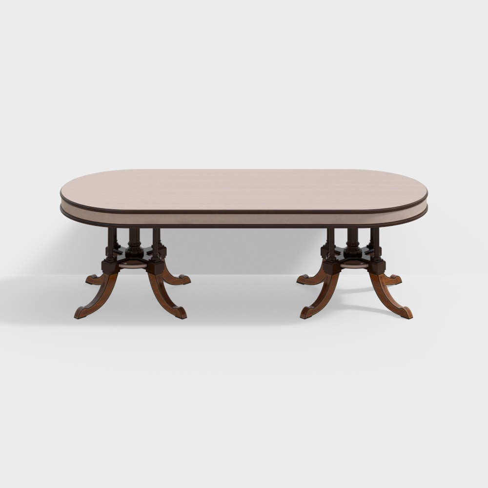 Vintage Oval Dining Table 3D model