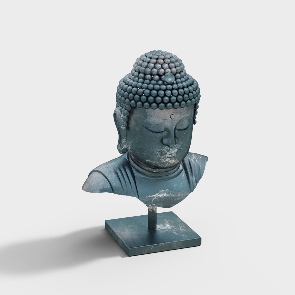 Low-Poly Buddha Head Sculpture 3D model