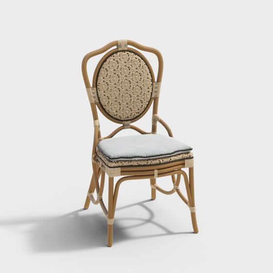 Elegant Rattan Chair Low-Poly 3D model