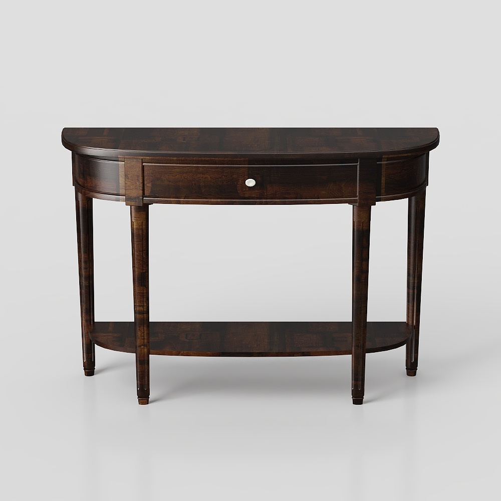 Elegant Demilune Console 3D Model – Classic Wood Finish
