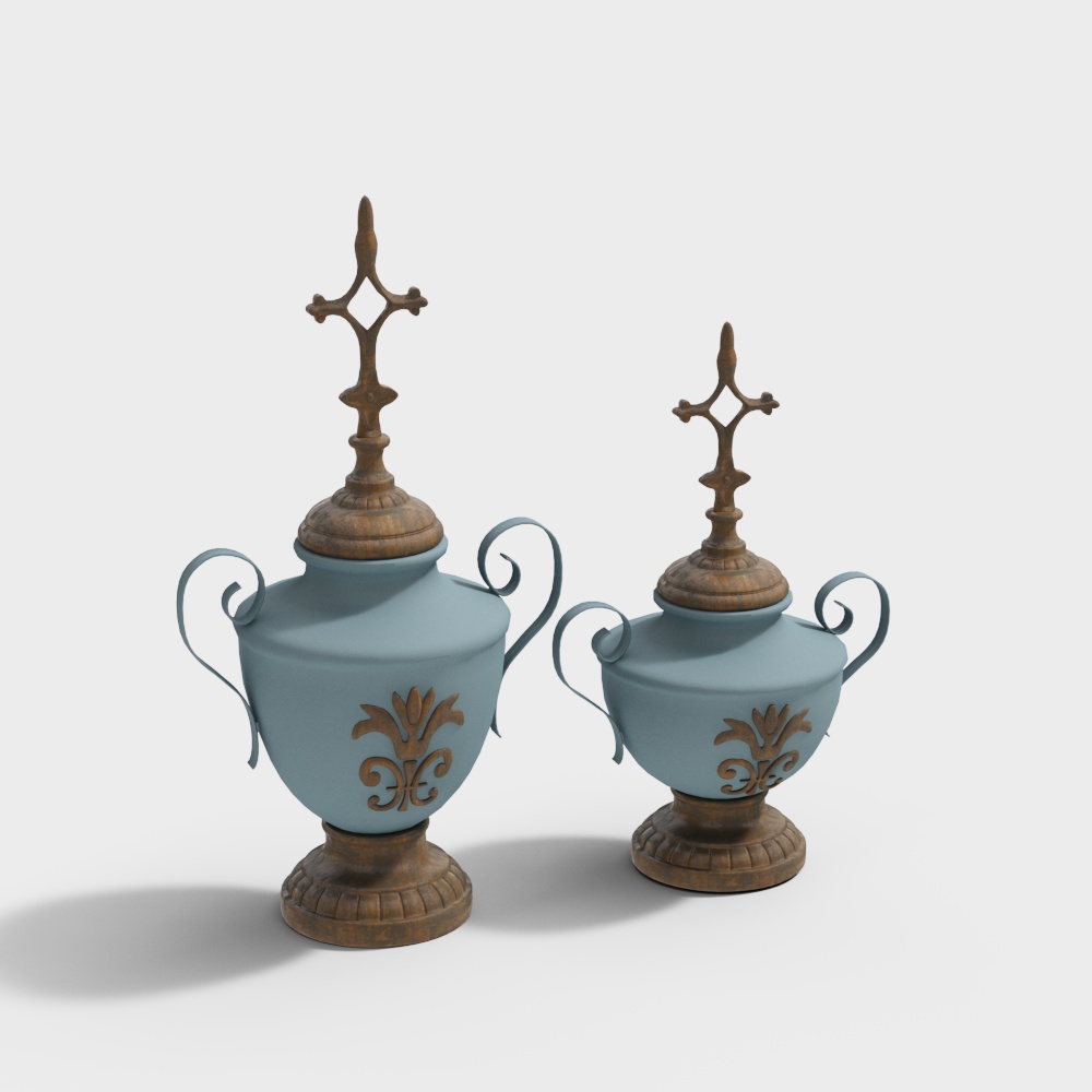 Victory Trophies 3D Model – Vintage Wood Texture
