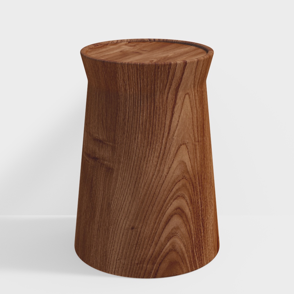 Charming Wooden Stool 3D Model – Natural Wood Texture