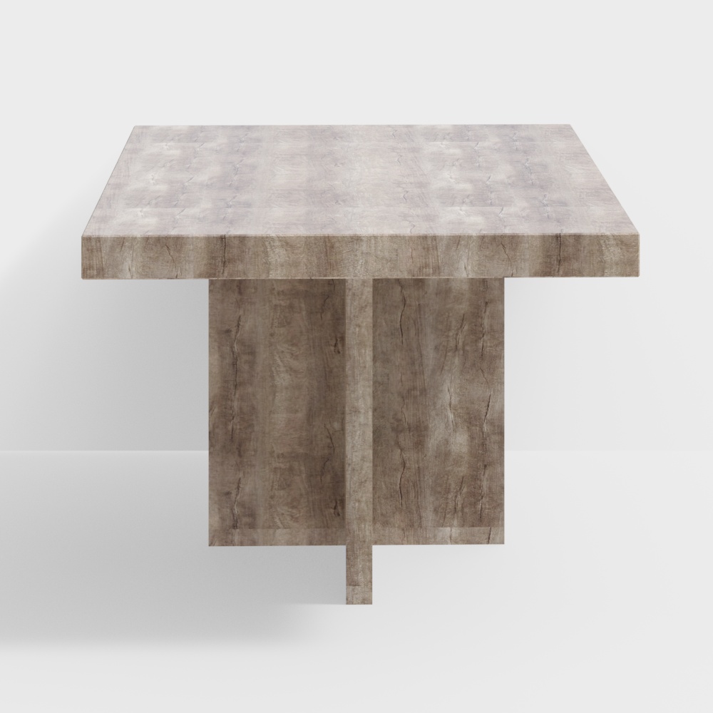 City Light Dining Table 3D Model – Modern Gray Wood