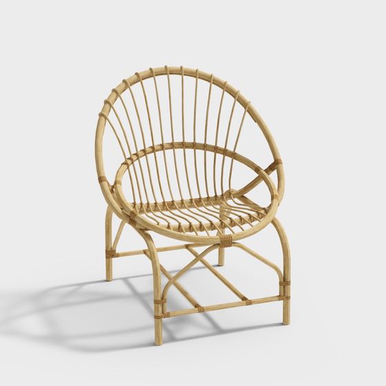 Natural Rattan Chair 3D model
