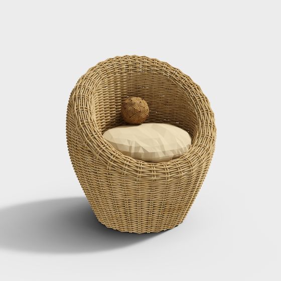 Elegant Rattan Chair 3D model for Relaxed Spaces