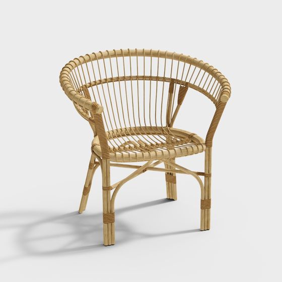 Natural Rattan Chair 3D model