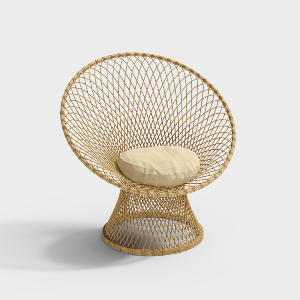 Natural Woven Lounge Chair 3D Model – Organic Design