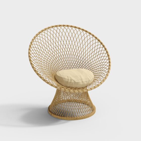 Natural Woven Lounge Chair 3D model