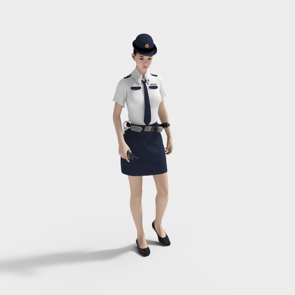 Low-Polygon Female Police Officer 3D model