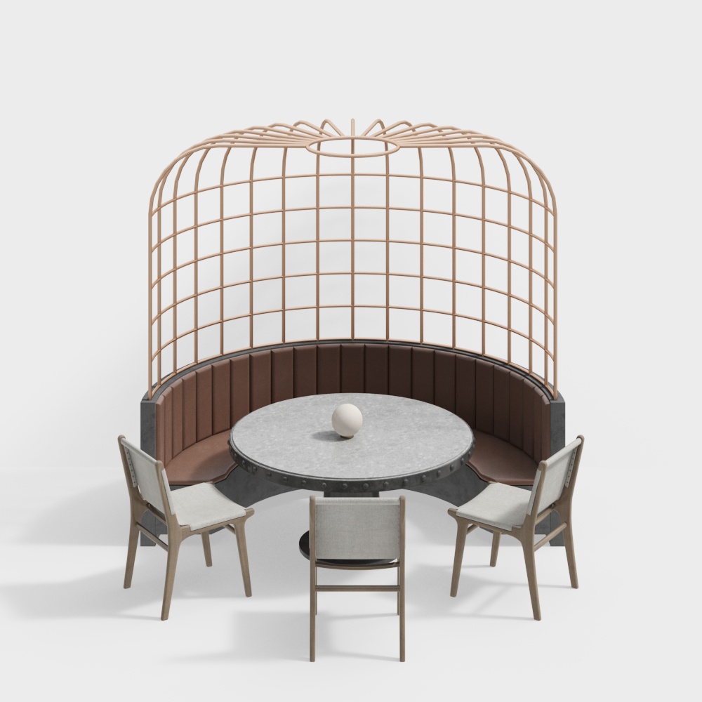 Southeast Asian birdcage sofa table and chair combination