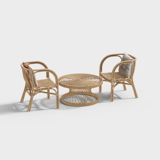 Stylish Rattan Bistro Set 3D model