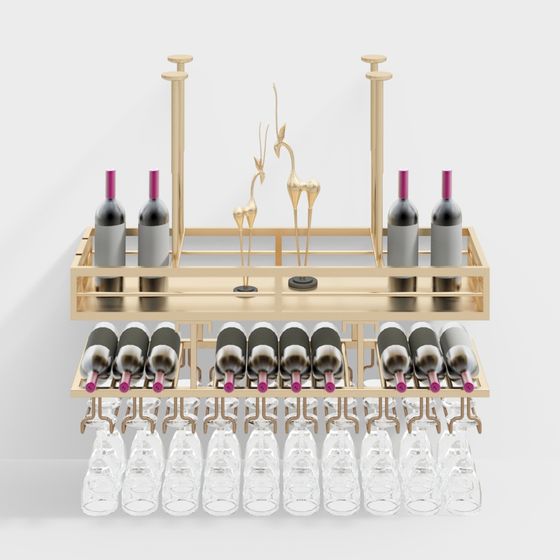 Elegant Wine Rack 3D model for Modern Interiors
