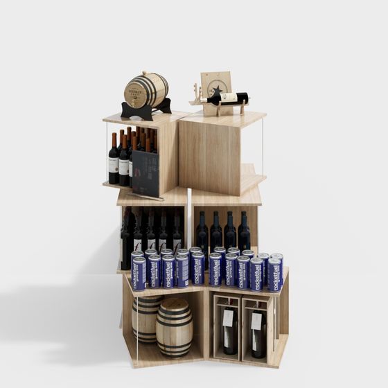 Stylish Low-Poly Wine Rack 3D Model