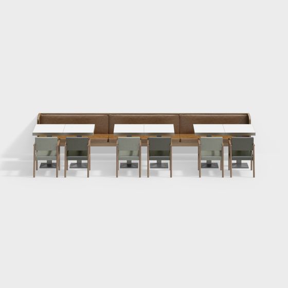 Urban Café Long Table and Chairs Set 3D model