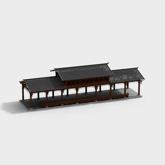 Oriental-Inspired Traditional Building 3D Model