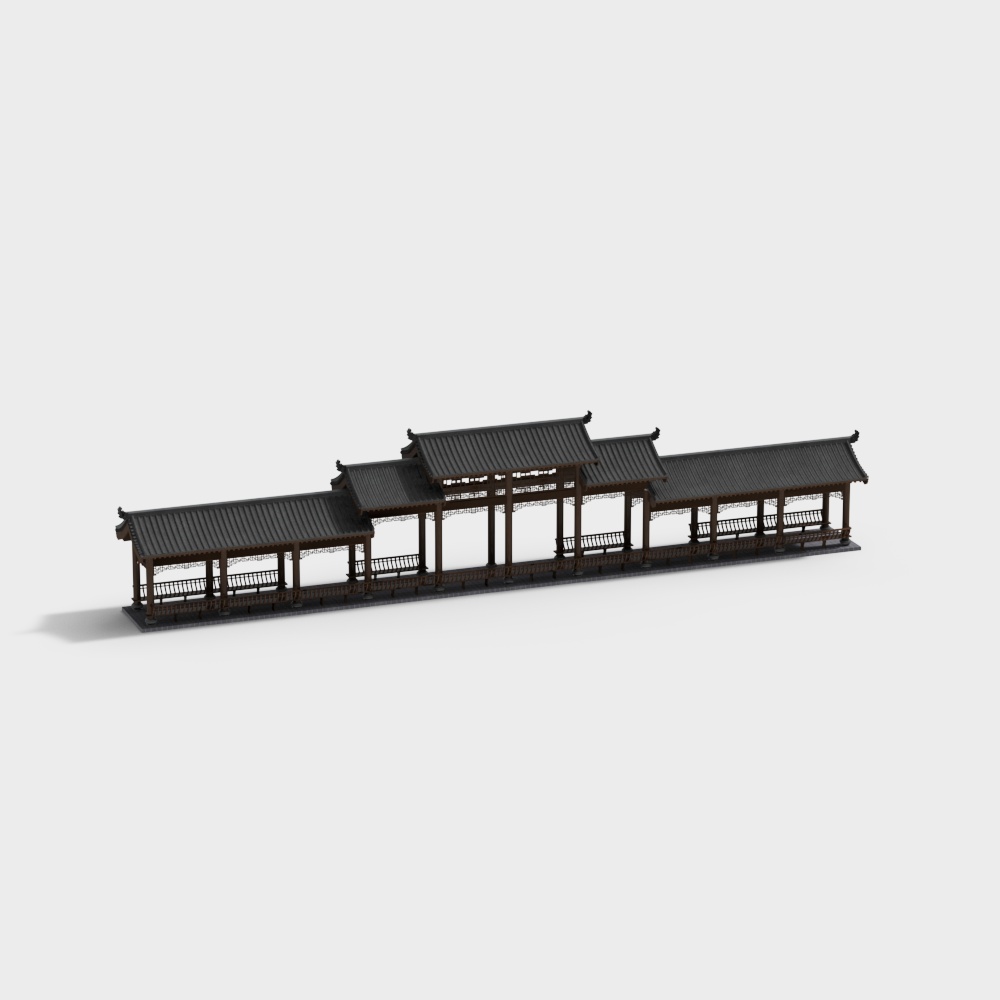 Traditional Chinese Covered Bridge 3D model