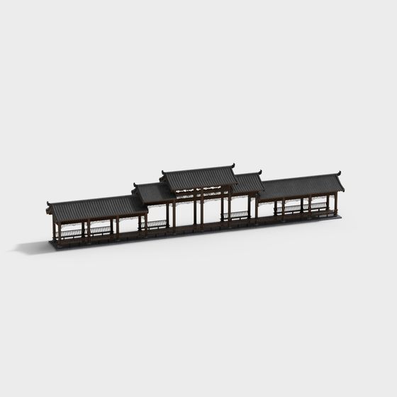 Traditional Chinese Covered Bridge 3D model
