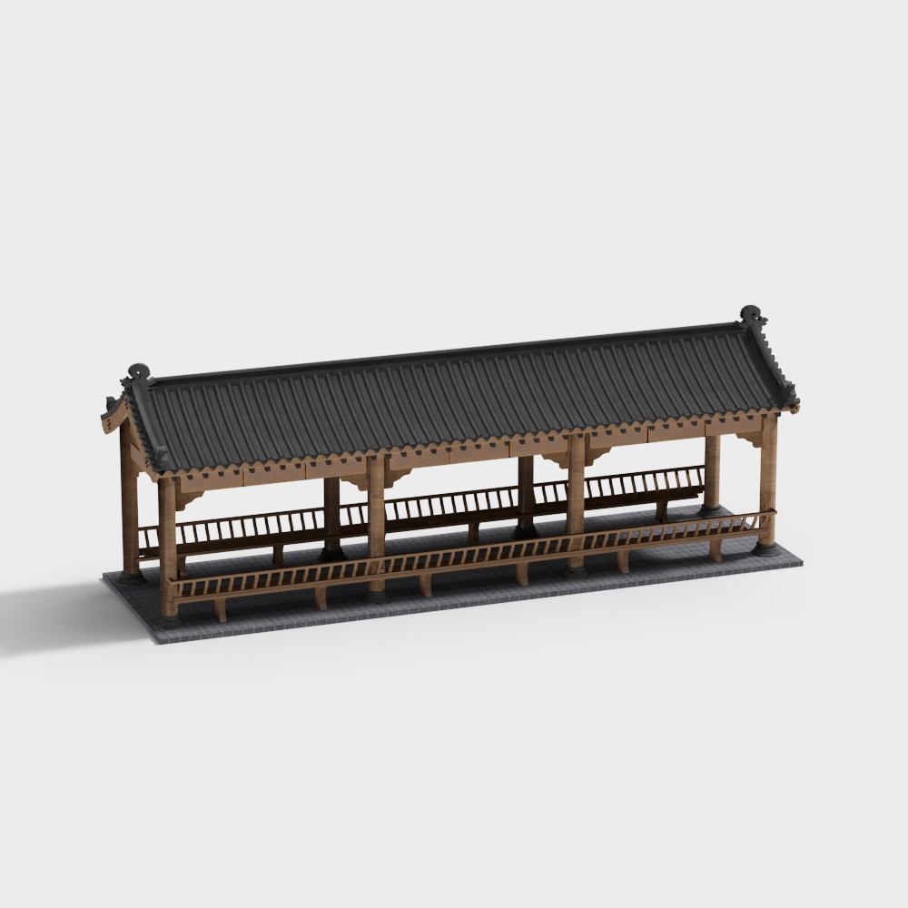 Elegant Chinese Style Pavilion Bridge 3D model