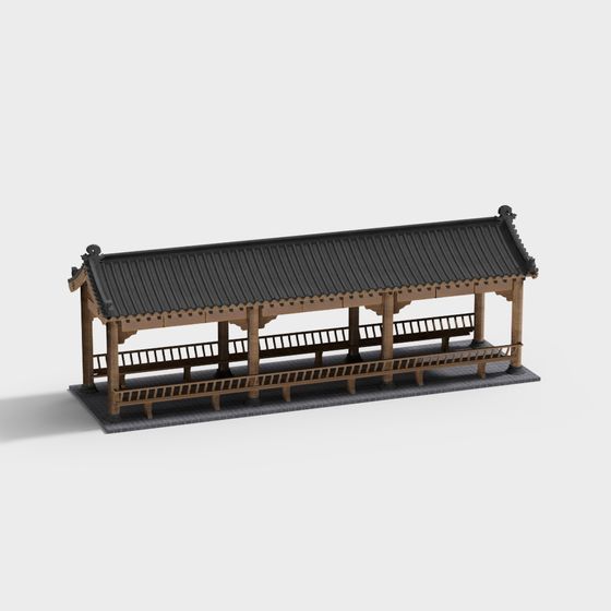 Elegant Chinese Style Pavilion Bridge 3D model