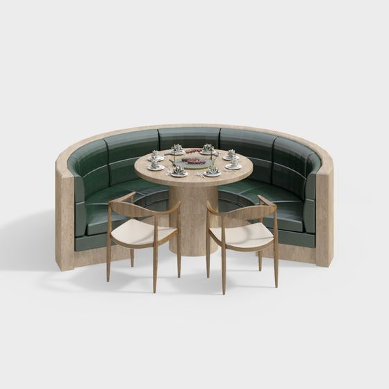 Modern Round Dining Area 3D model