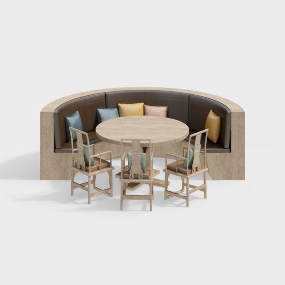 Low Poly Round Table Living Room 3D model