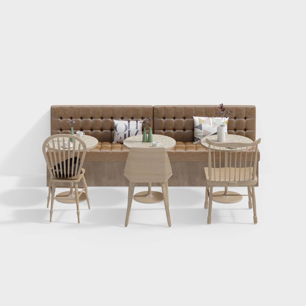 Urban Coffee Corner 3D Model – Cozy Low-Poly Furniture